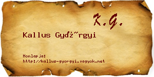 Kallus Györgyi névjegykártya